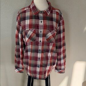 Merrell Orange/Cream/brown tones Plaid Button Down Shirt